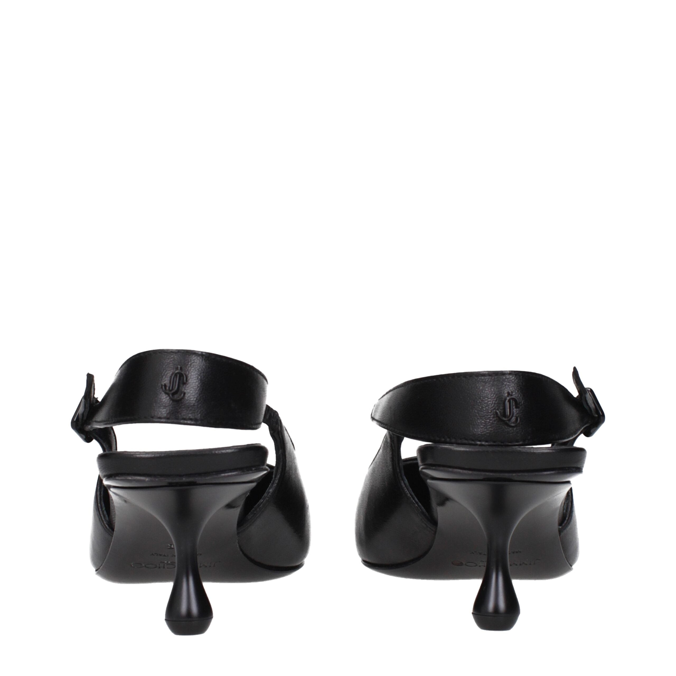 Jimmy Choo Flache Ledersandalen in Schwarz