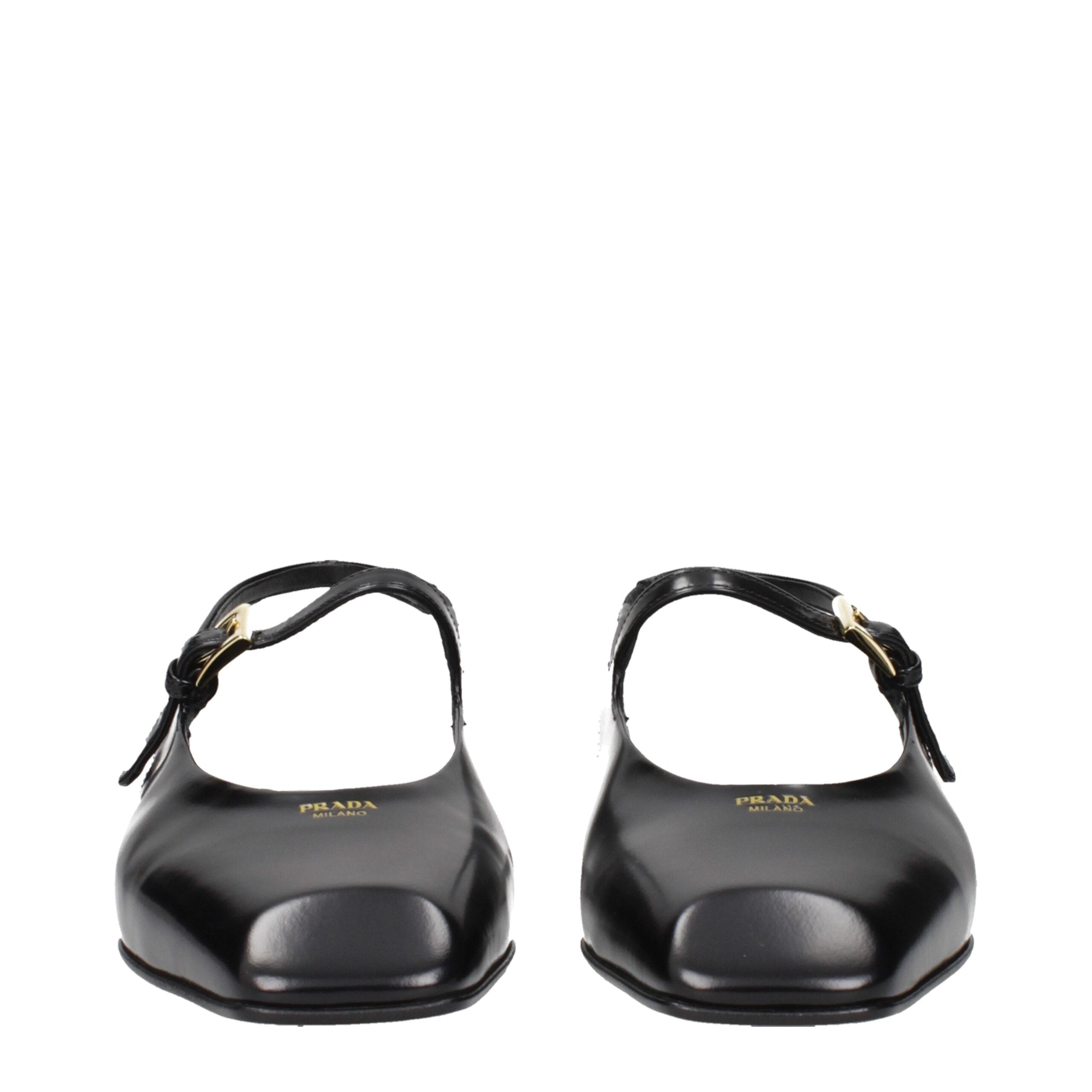 Prada Schwarze Leder-Flachsandalen