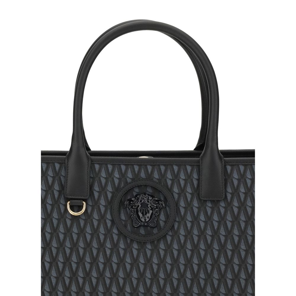 Versace Schwarze Baumwoll-Handtasche