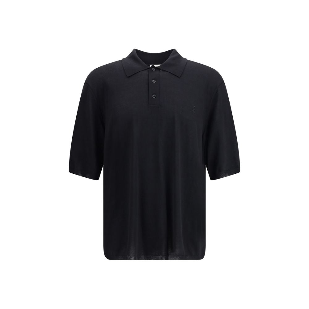 Saint Laurent Schwarzes Woll-Poloshirt