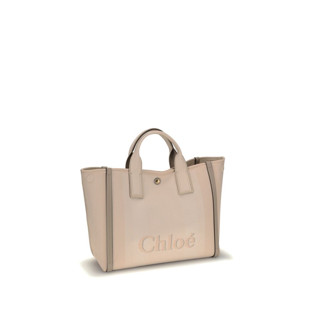 Chloé Beigefarbene Baumwollhandtasche