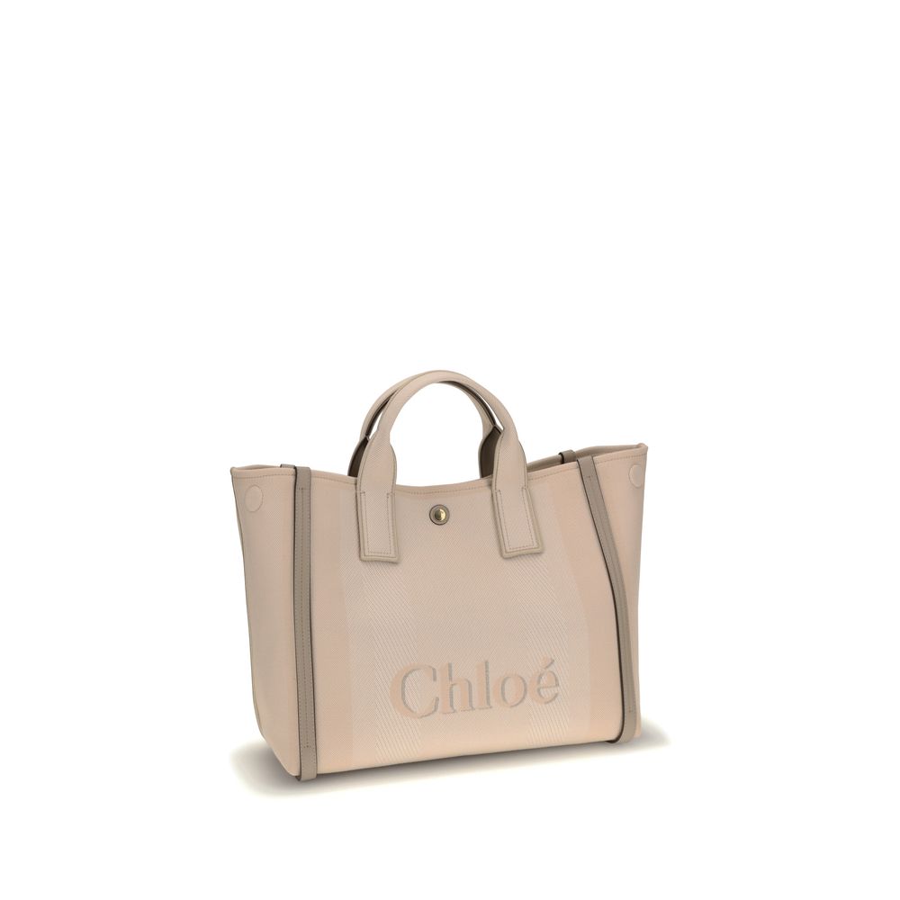 Chloé Beigefarbene Baumwollhandtasche