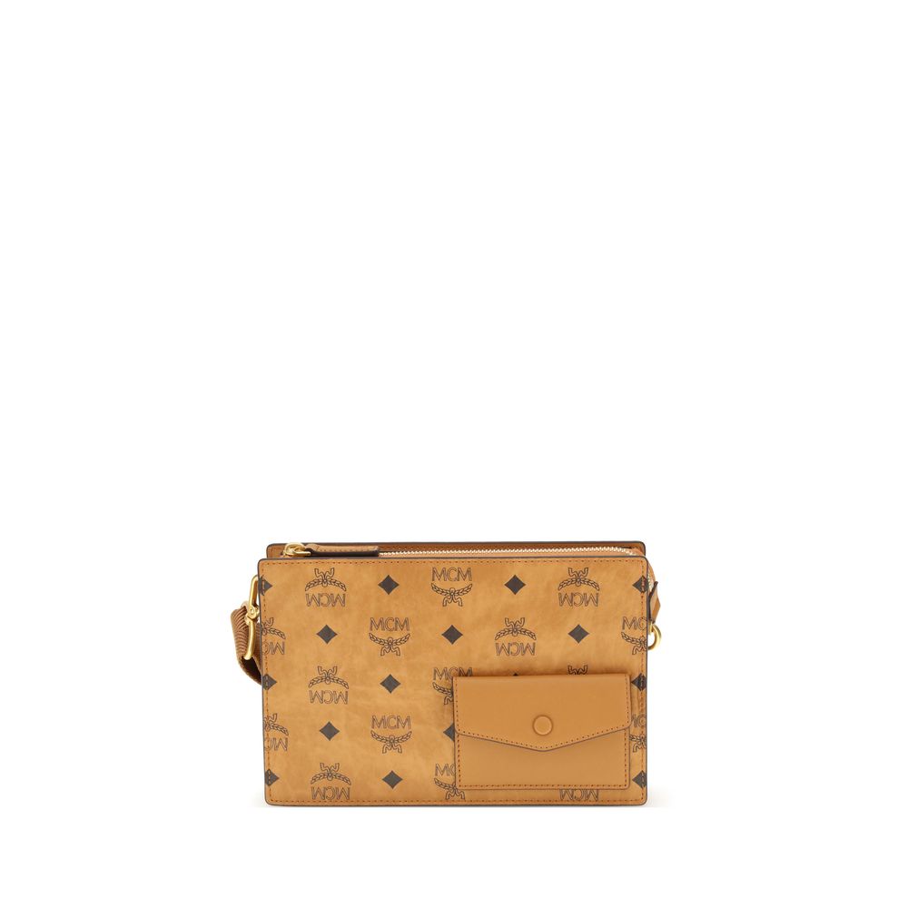 MCM Braune Canvas-Umhängetasche