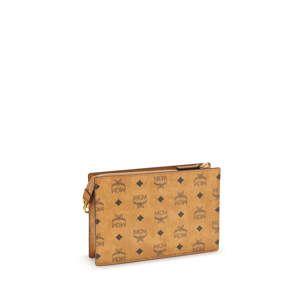 MCM Braune Canvas-Umhängetasche