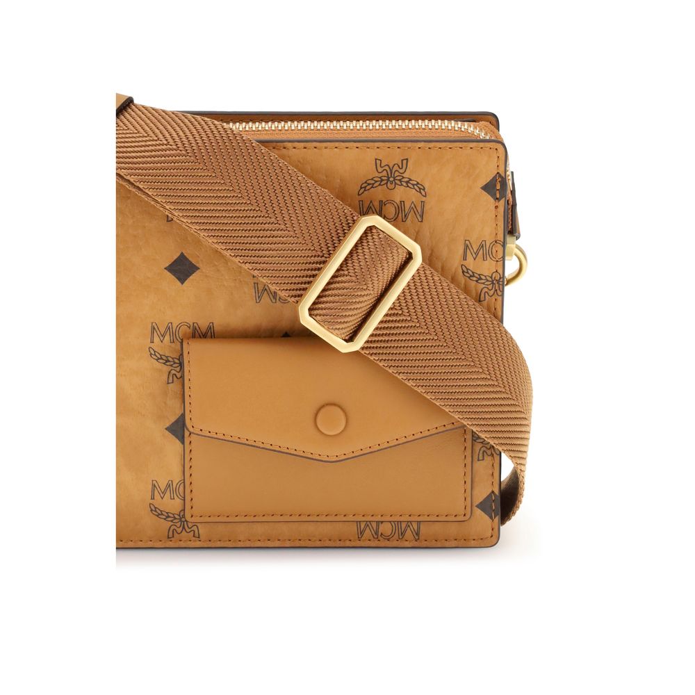 MCM Braune Canvas-Umhängetasche
