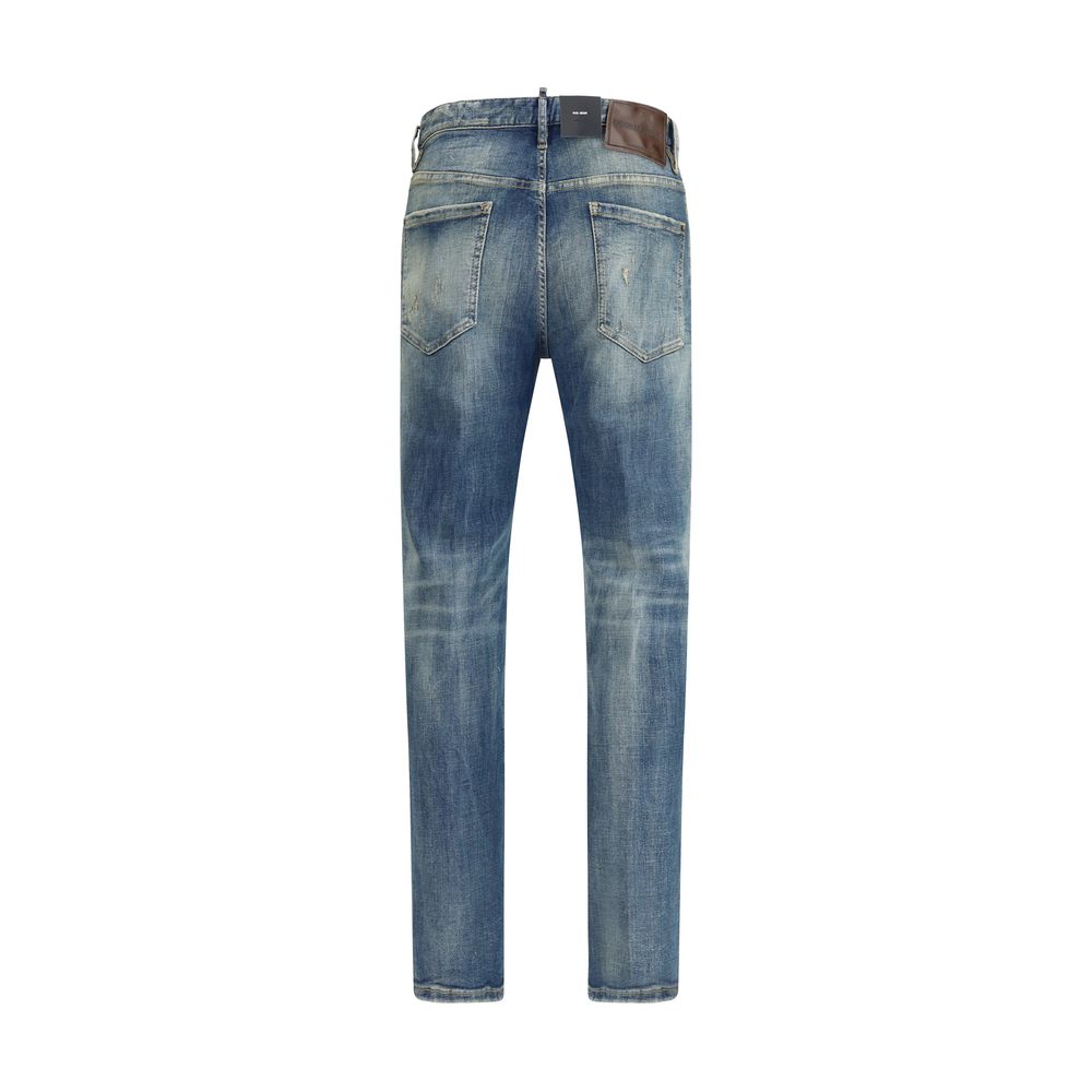 Dsquared² Schmale Jeans aus blauem Baumwoll-Denim