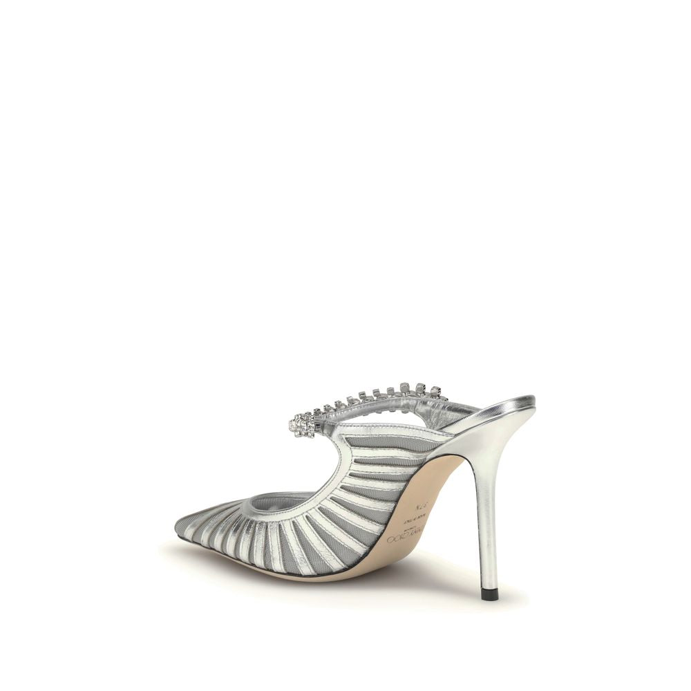 Jimmy Choo Silberne Leder-Pumps mit hohem Absatz