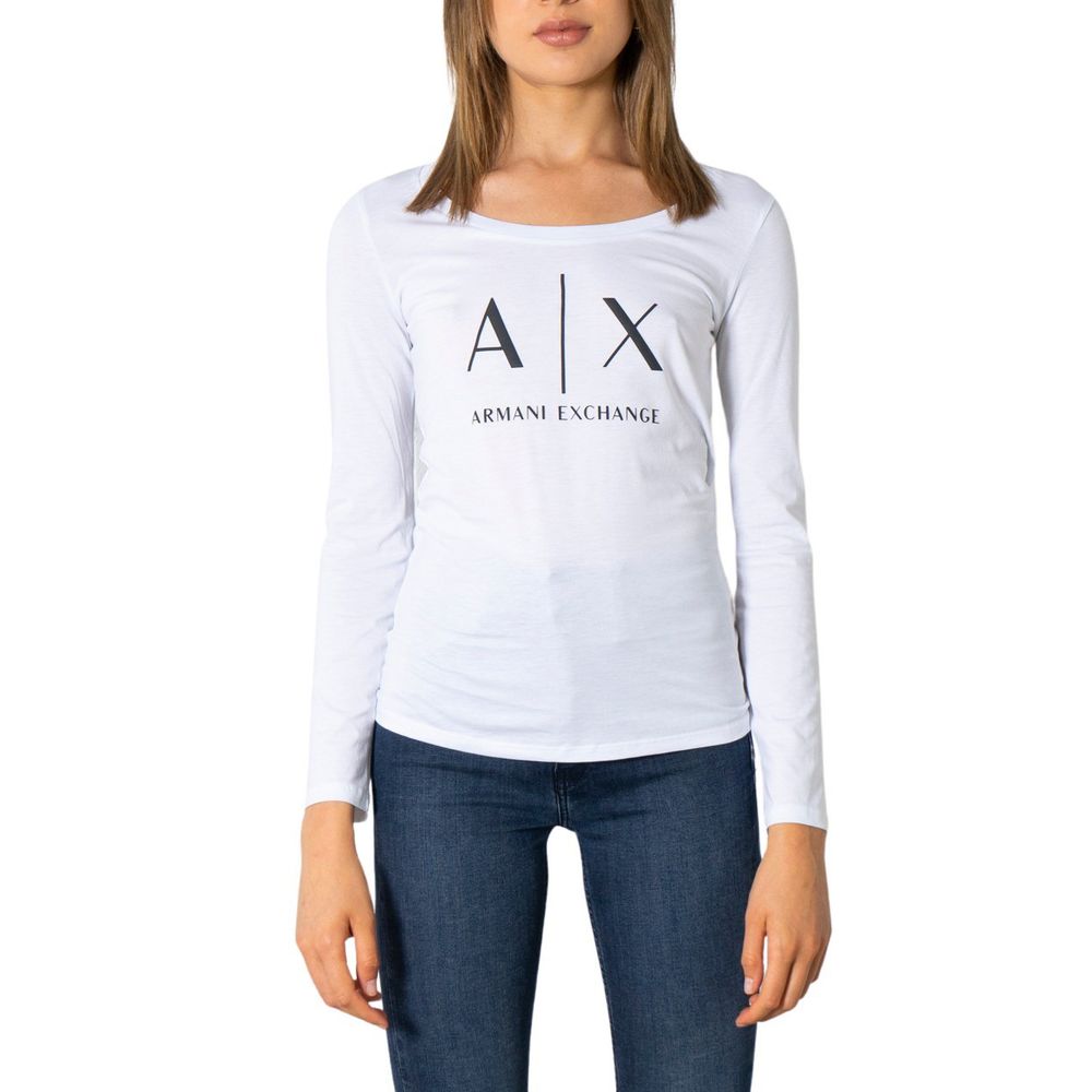 Armani Exchange Weißes Langarmshirt aus Baumwolle