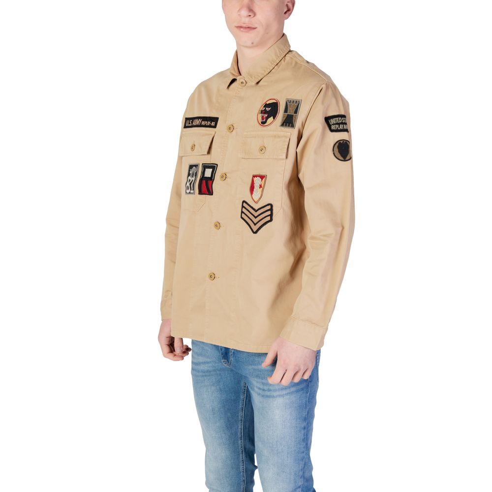 Replay Beigefarbenes Jeanshemd