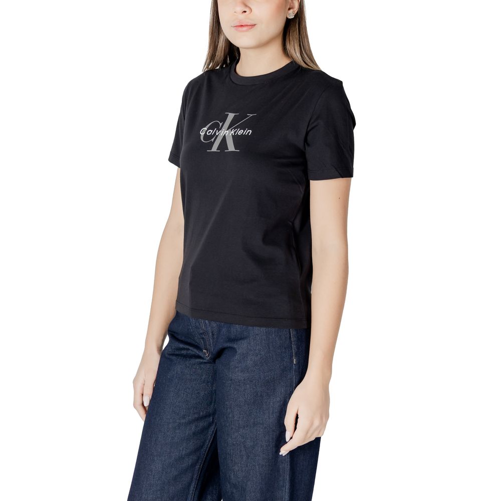 Calvin Klein Jeans Schwarzes T-Shirt aus Baumwolle