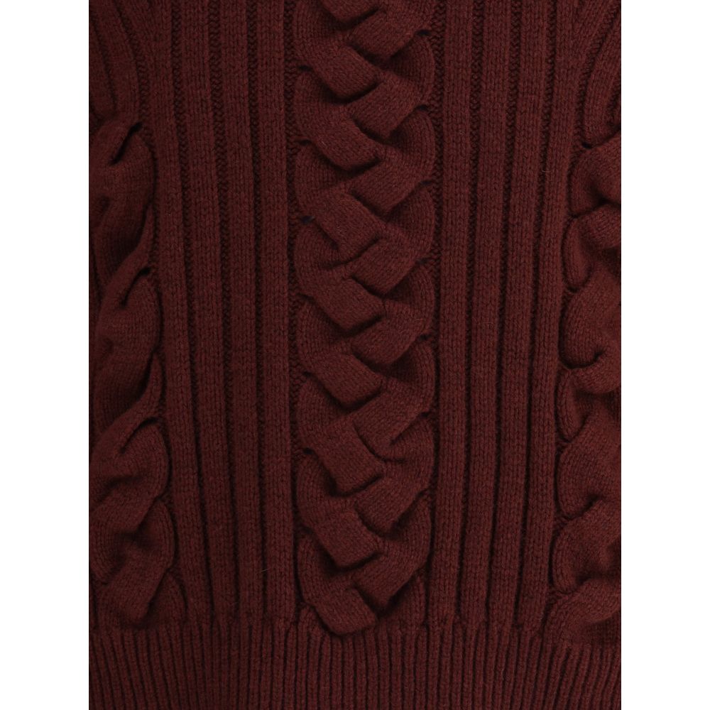 Alexander McQueen Kaschmir-Pullover mit Pelz in Bordeaux