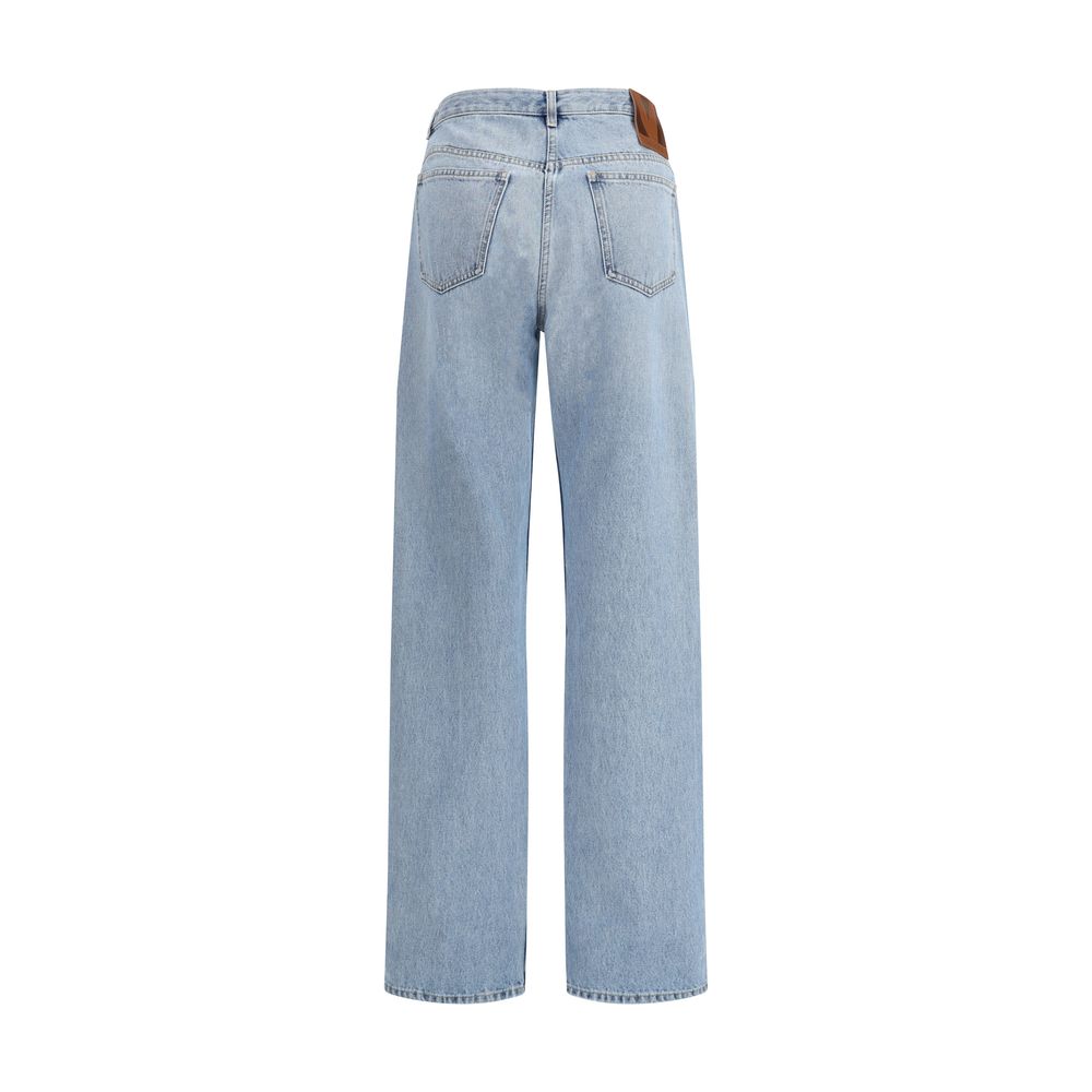 Valentino Hellblaue Baumwoll-Jeans mit hohem Bund