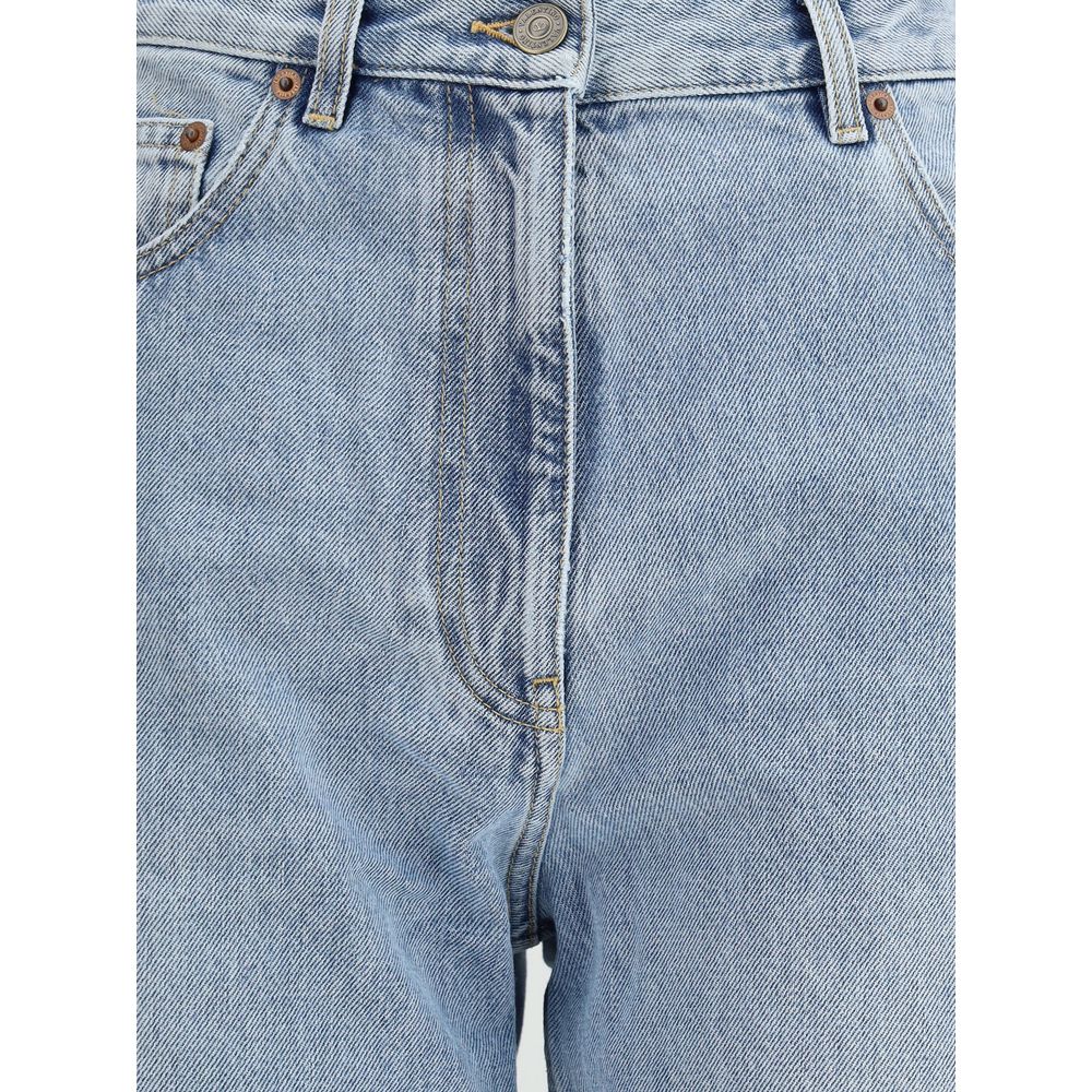 Valentino Hellblaue Baumwoll-Jeans mit hohem Bund