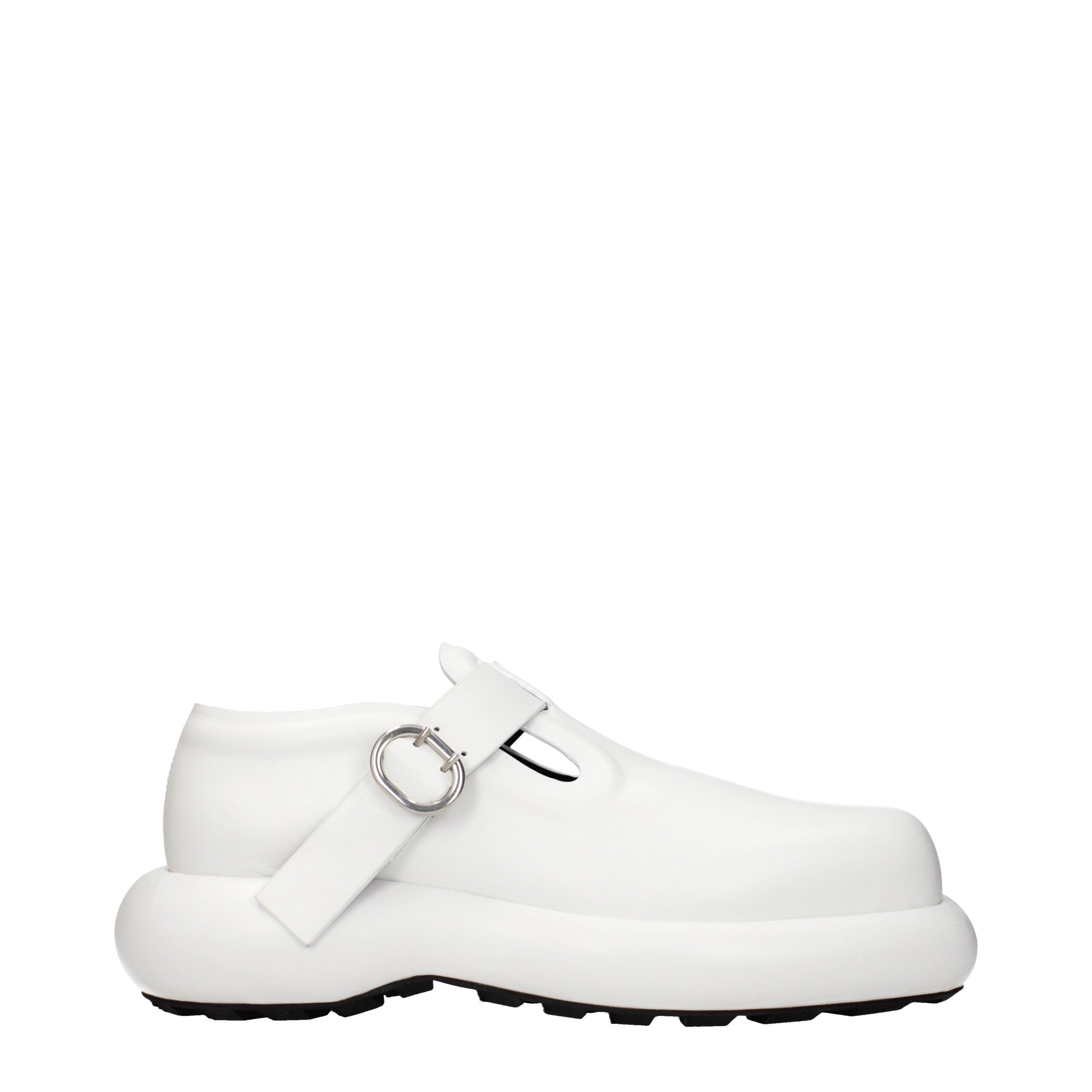 Jil Sander Weiße Leder Slipper
