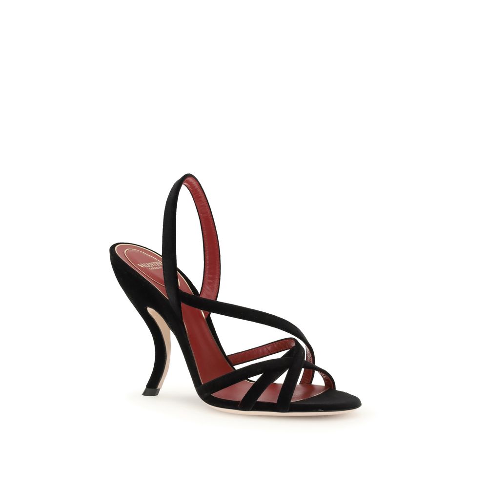 Valentino Garavani Schwarze Samt-Stilettosandalen