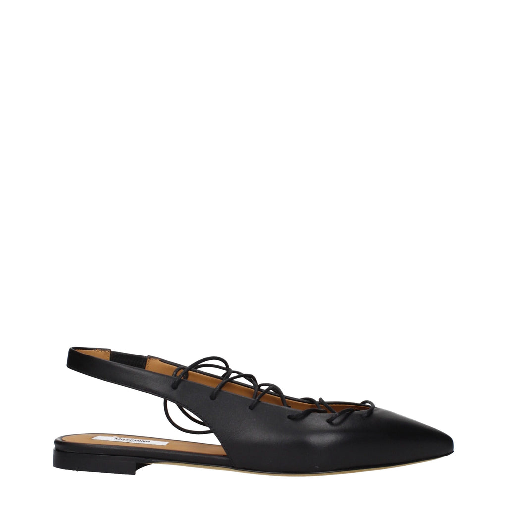 Moschino Schwarze Lederflats