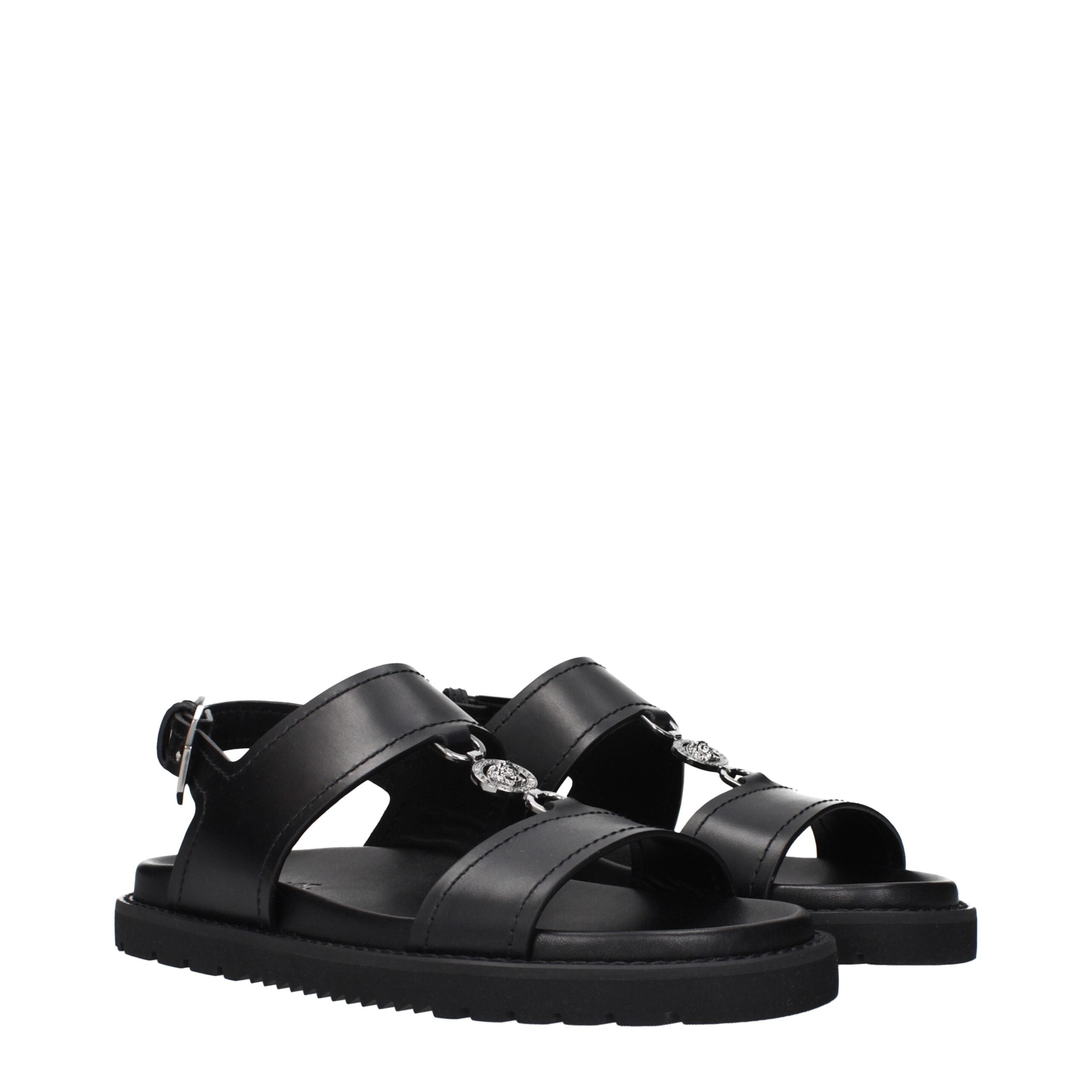 Versace Schwarze Ledersandalen