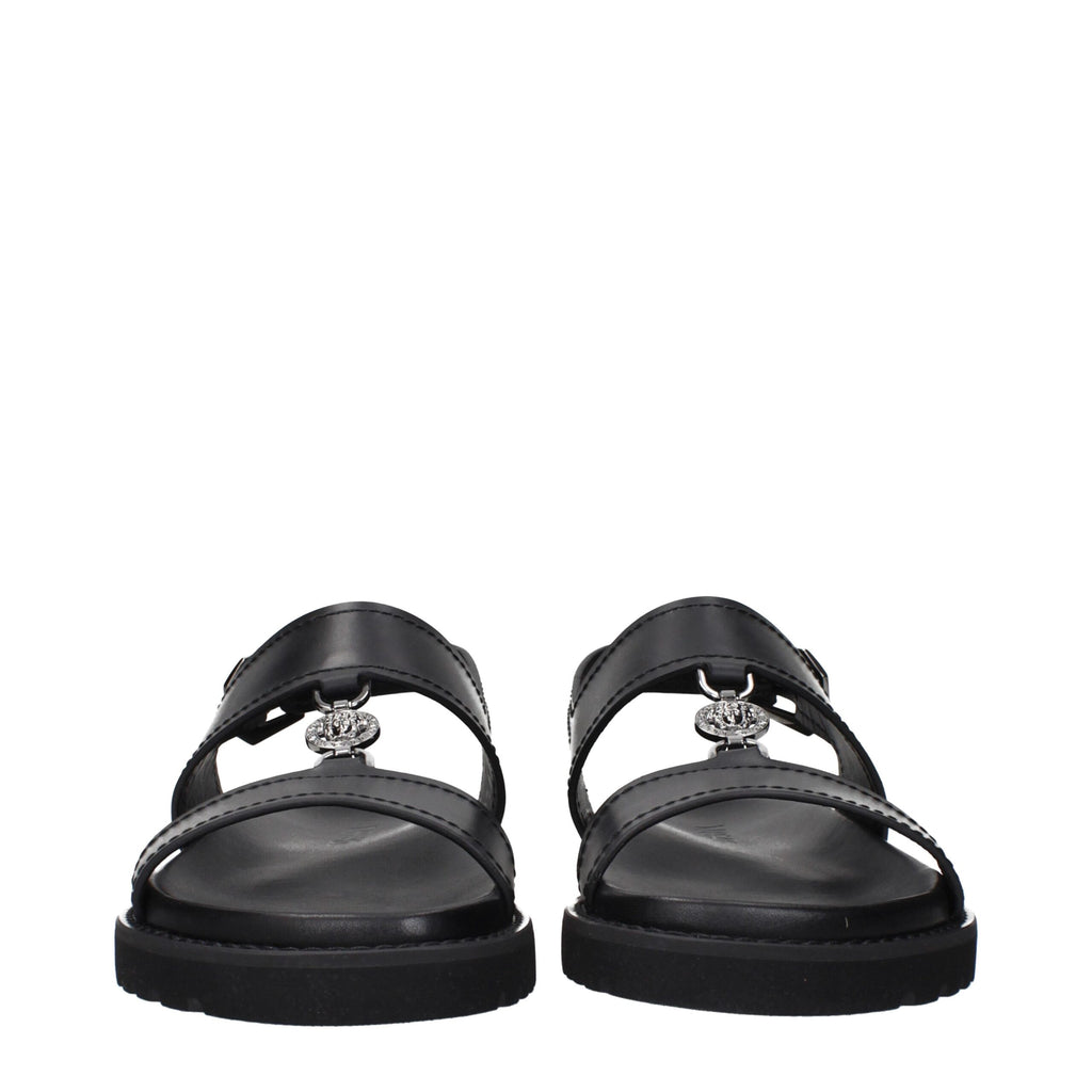 Versace Schwarze Ledersandalen