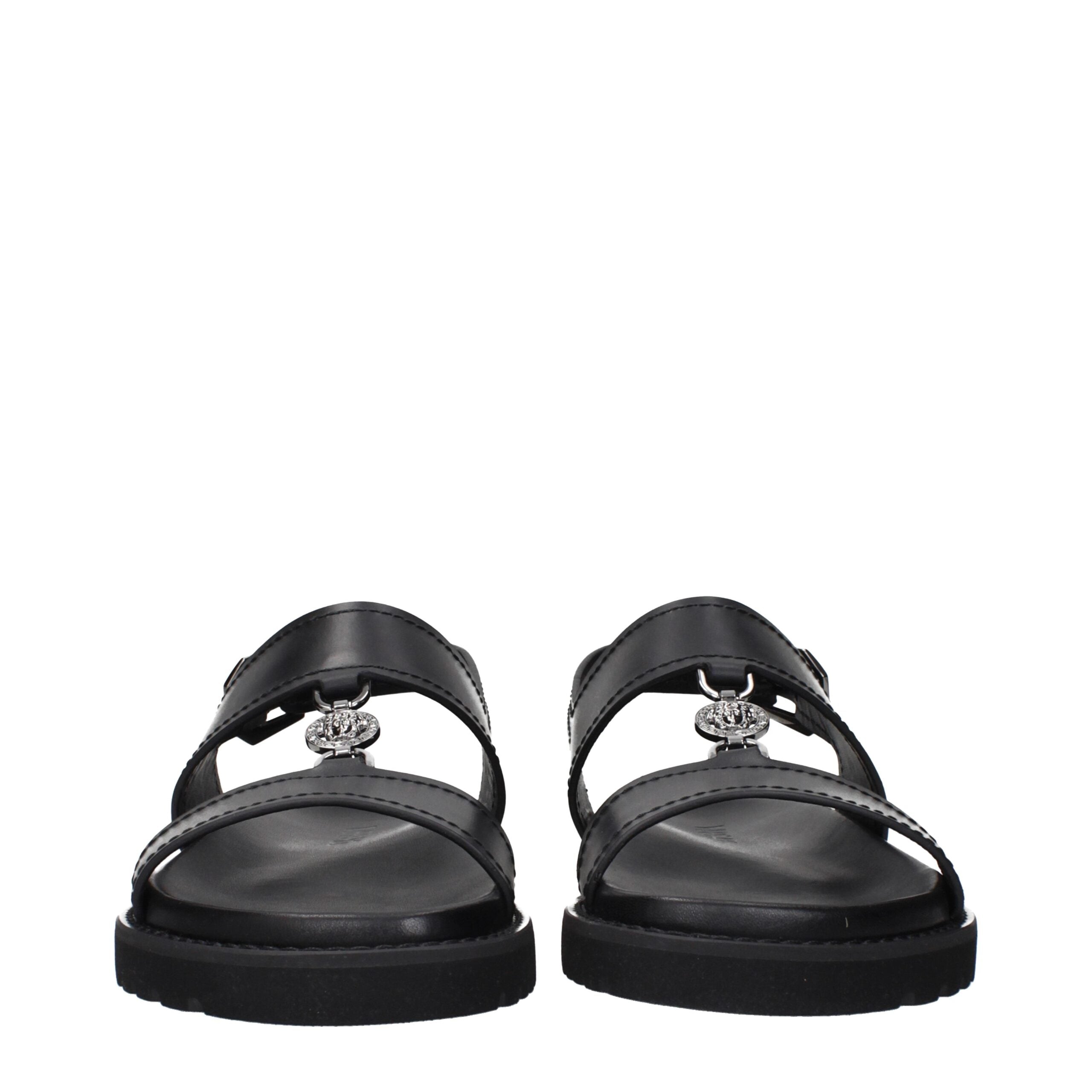 Versace Schwarze Ledersandalen