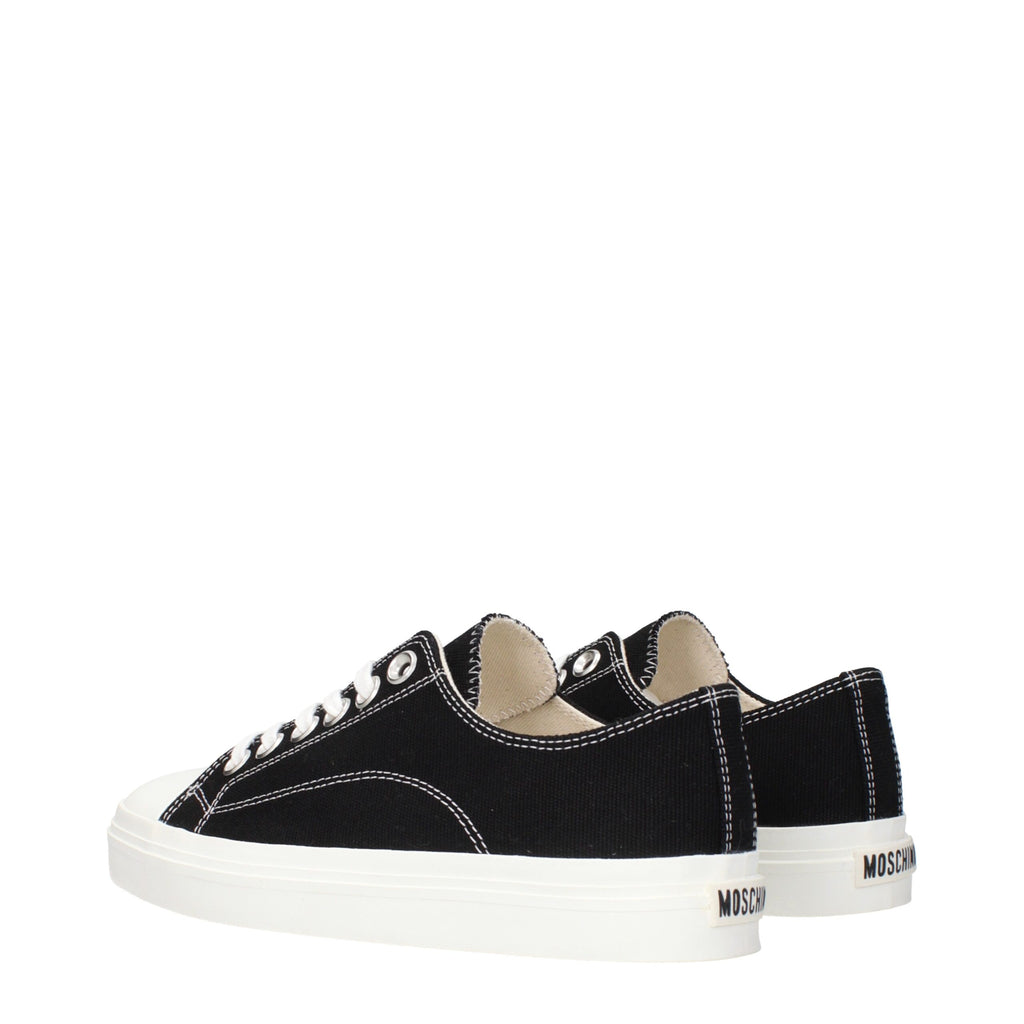 Moschino Schwarze Stoff-Sneaker mit niedrigem Schaft