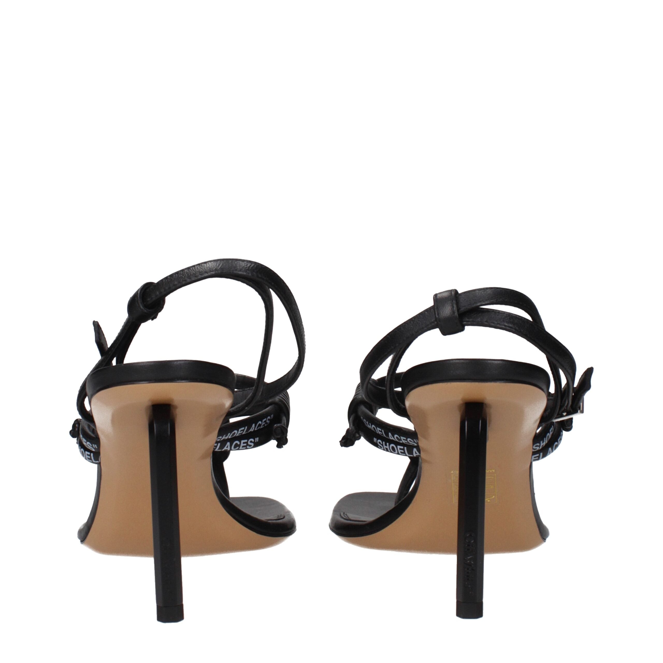 Off-White Schwarze Flip-Flop-Sandalen aus Leder