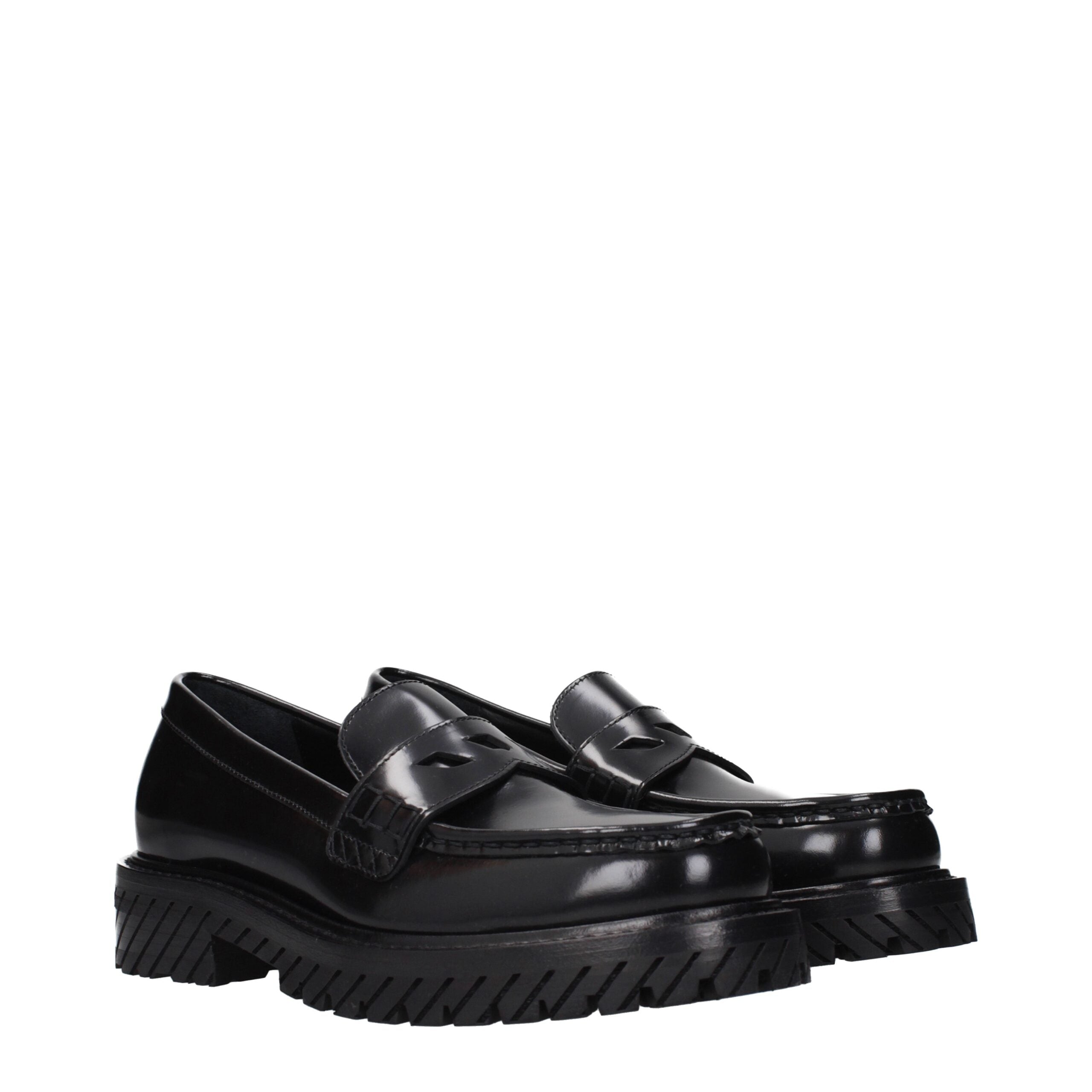Off-White Schwarze Leder Slipper