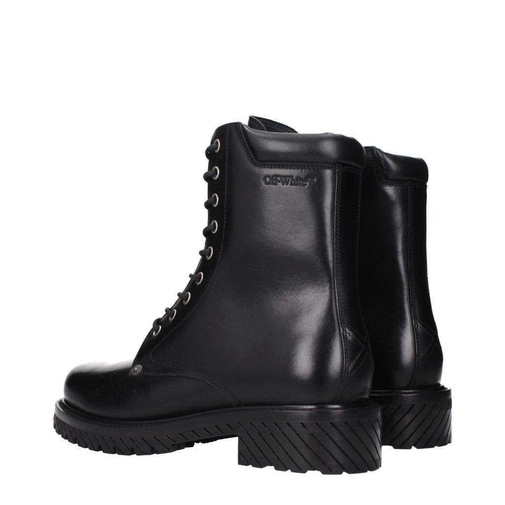 Off-White Schwarze Lederstiefeletten
