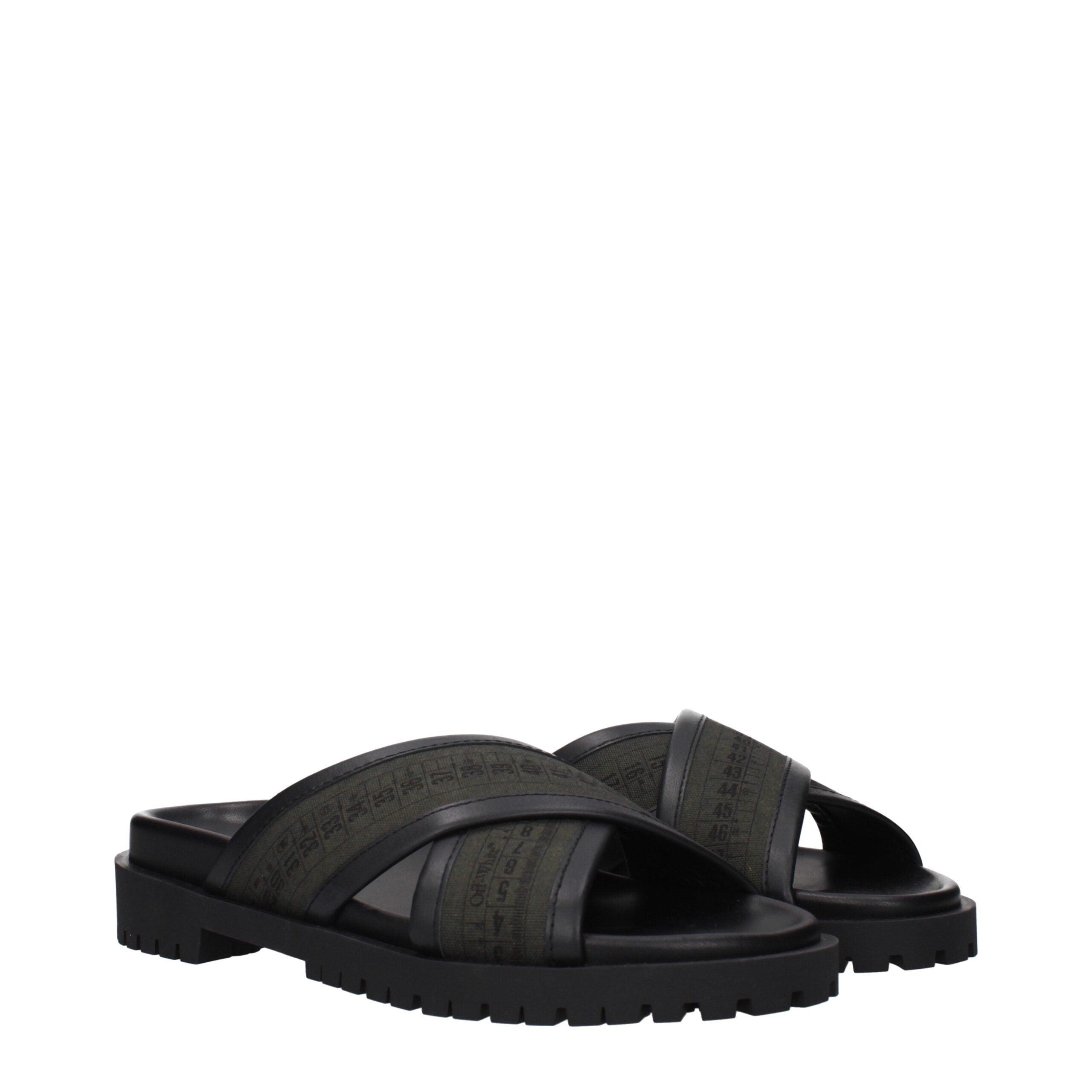 Off-White Grüne Stoff-Sandalen