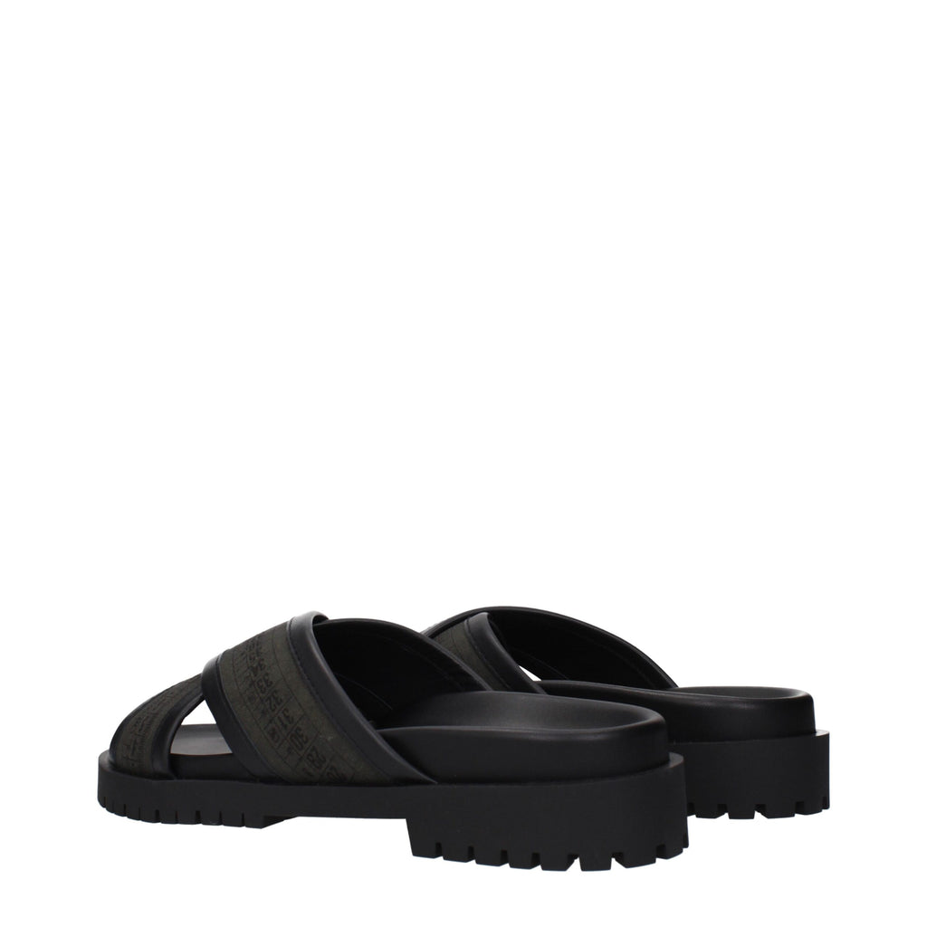 Off-White Grüne Stoff-Sandalen