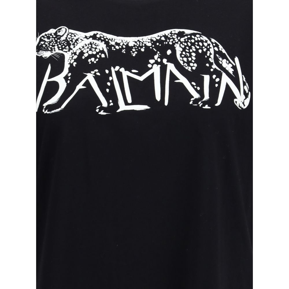 Balmain Schwarzes Baumwoll-T-Shirt