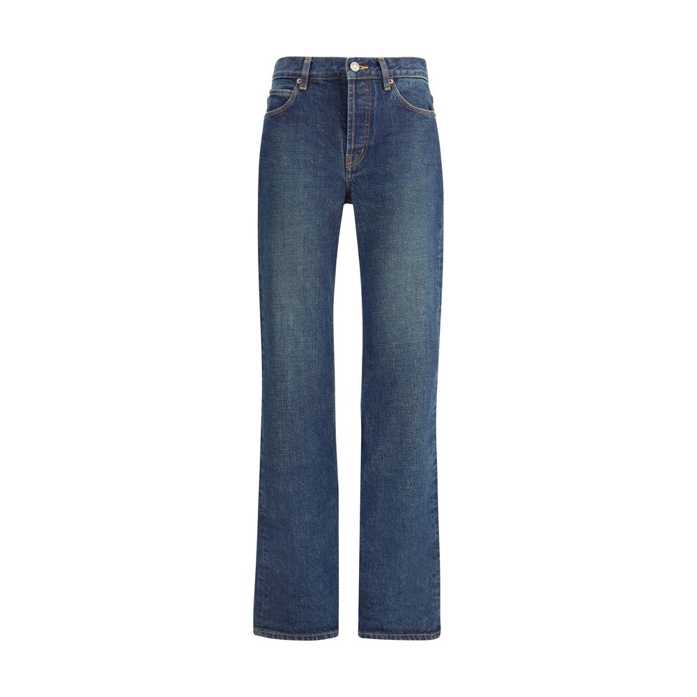 Saint Laurent Gerade geschnittene Jeans aus blauem Baumwoll-Denim