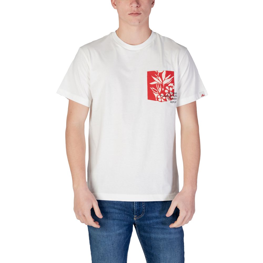 Replay Weißes Baumwoll-T-Shirt