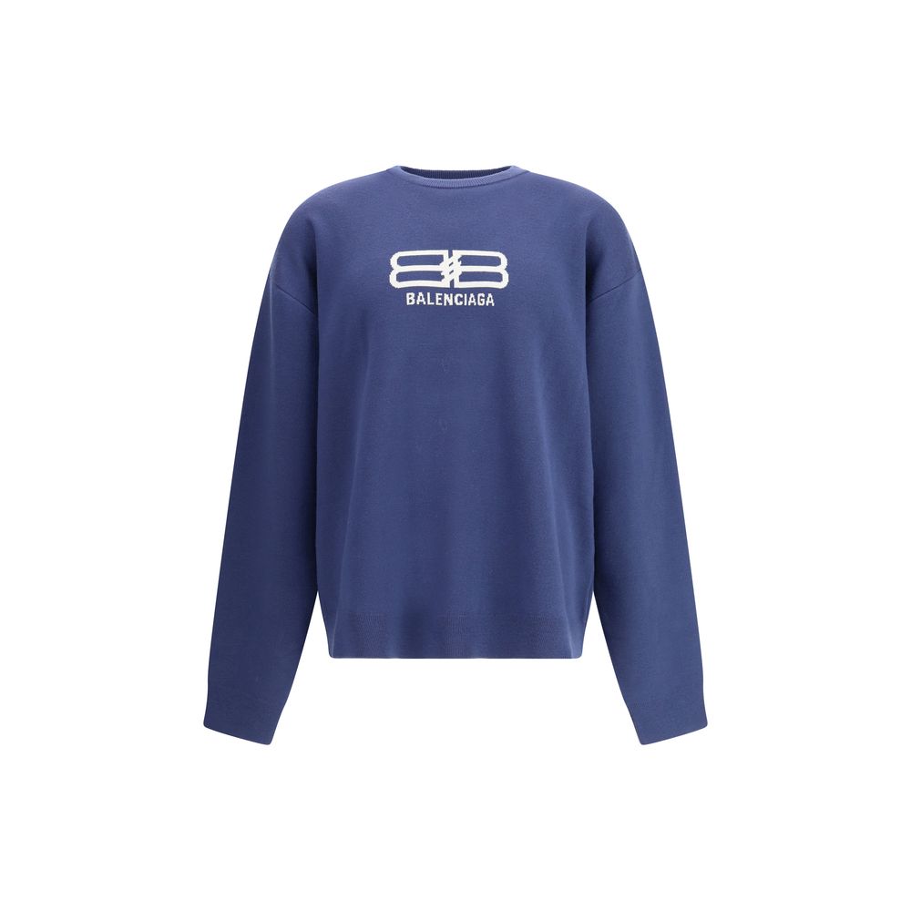 Sweat-shirt en laine bleue Balenciaga