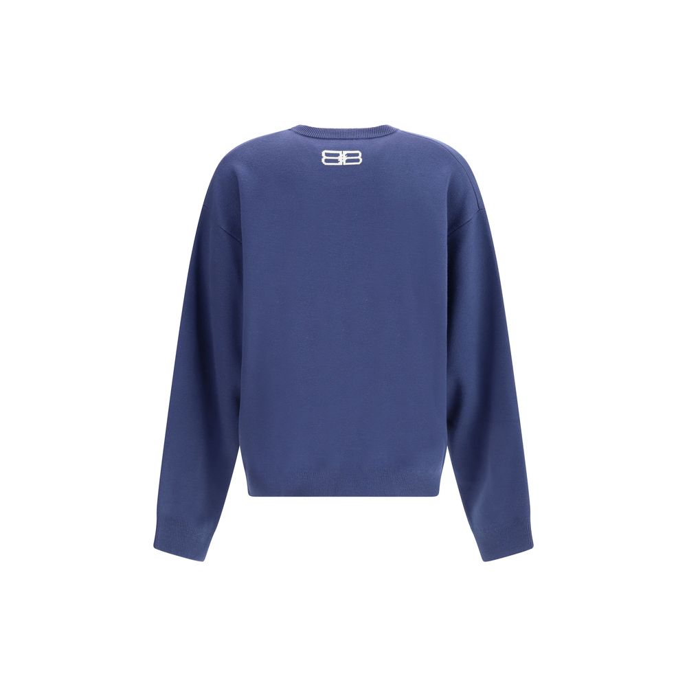 Sweat-shirt en laine bleue Balenciaga