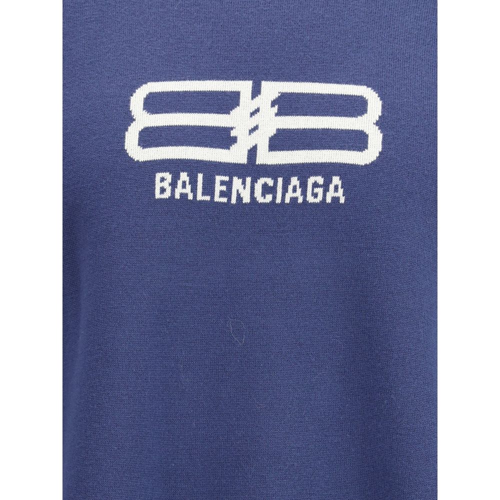 Sweat-shirt en laine bleue Balenciaga