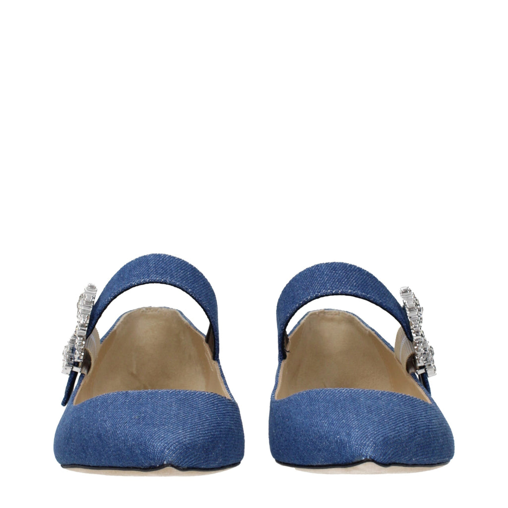 Jimmy Choo Blaue Stoff-Ballerinas