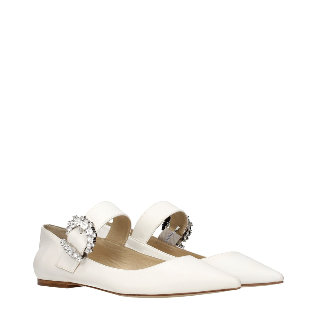 Jimmy Choo Weiße Leder-Ballerinas