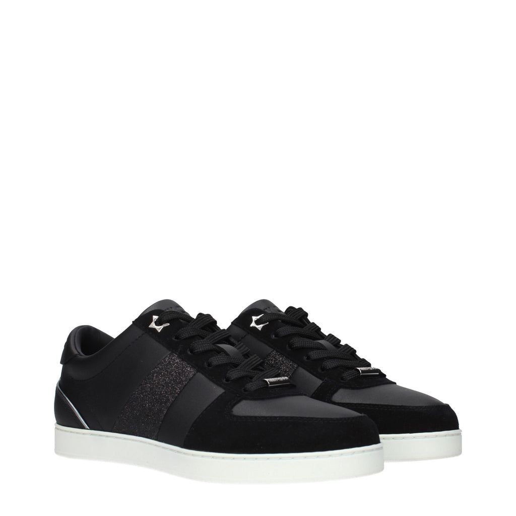 Jimmy Choo Schwarze Leder-Sneaker mit niedrigem Schaft