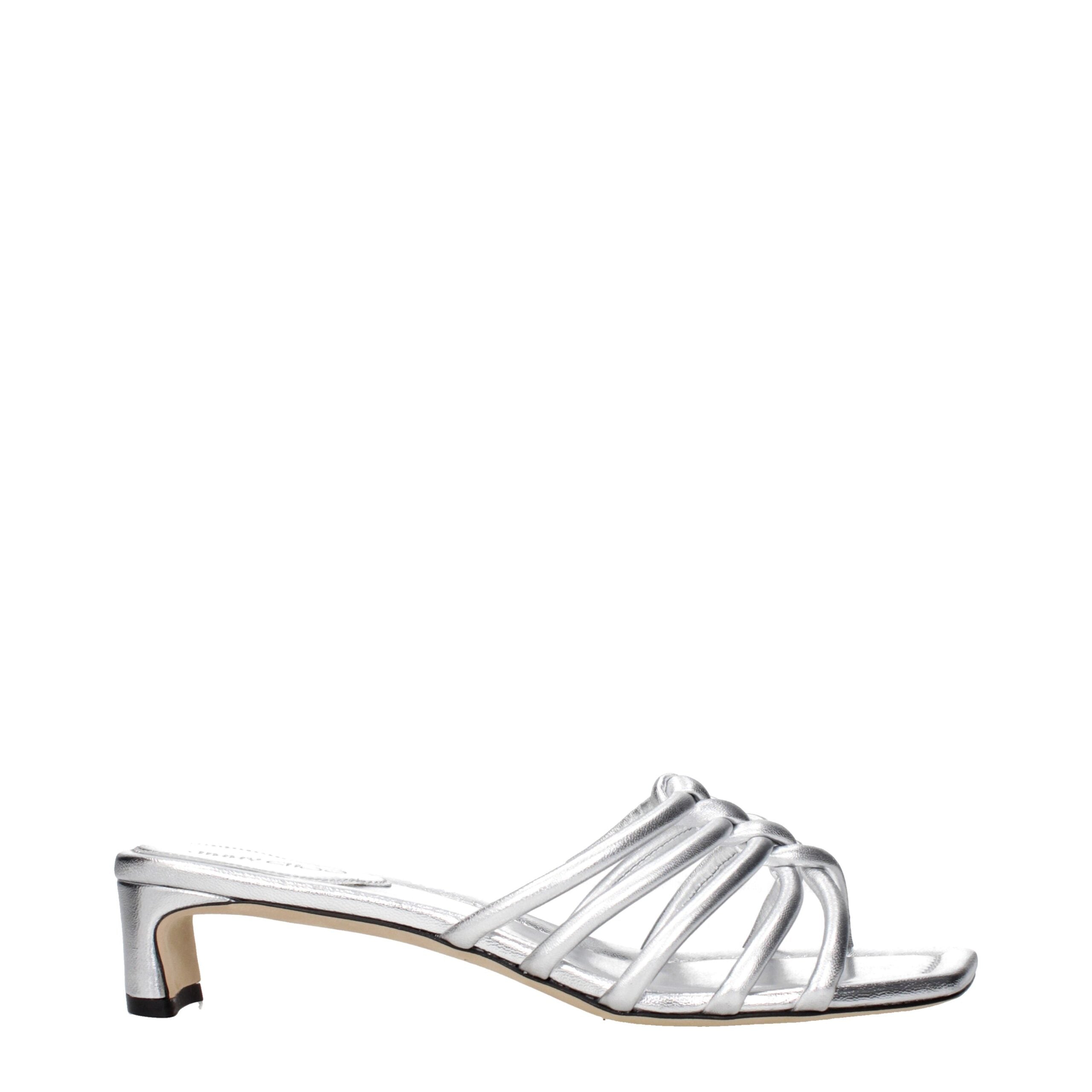 Jimmy Choo Graue Leder-Flatsandalen
