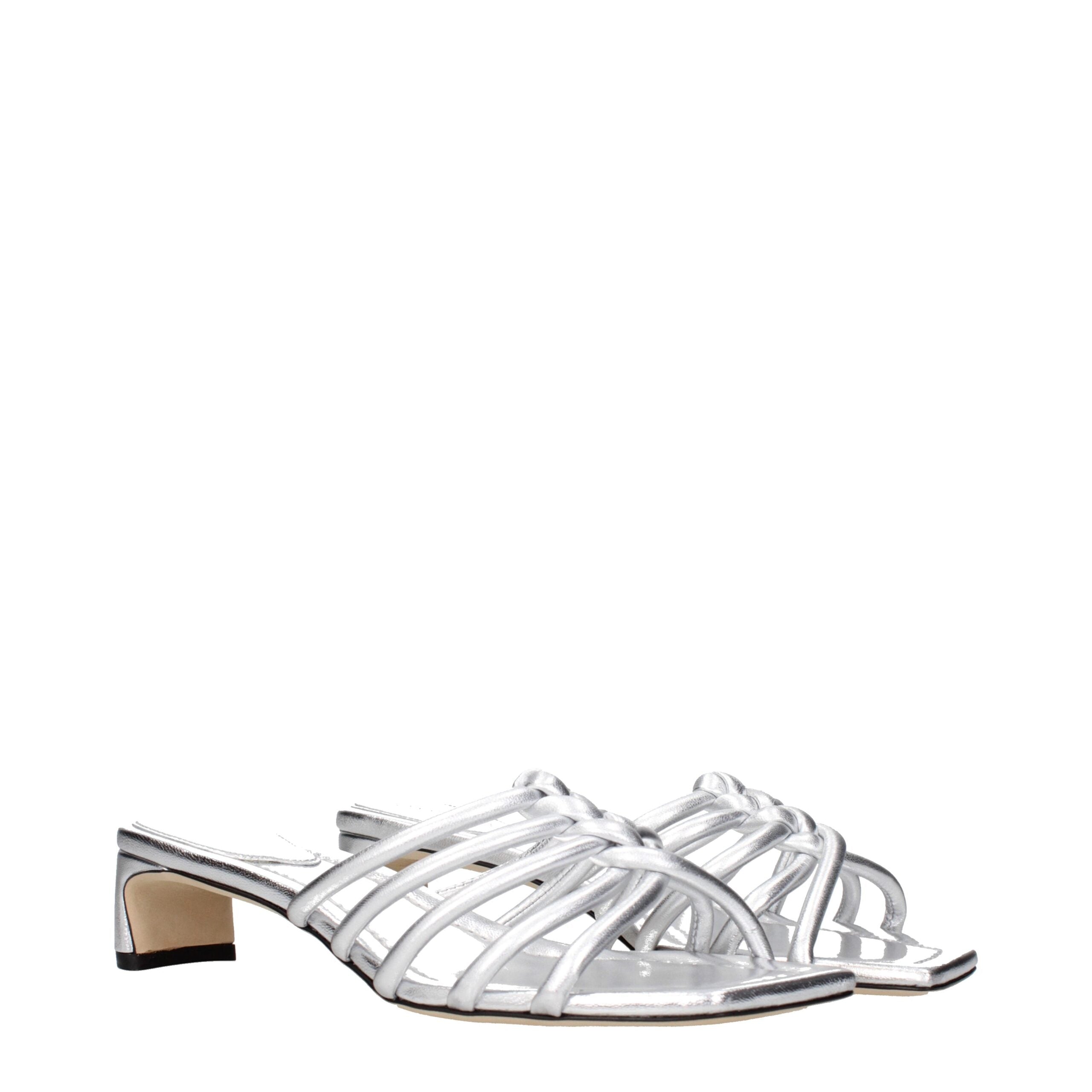 Jimmy Choo Graue Leder-Flatsandalen
