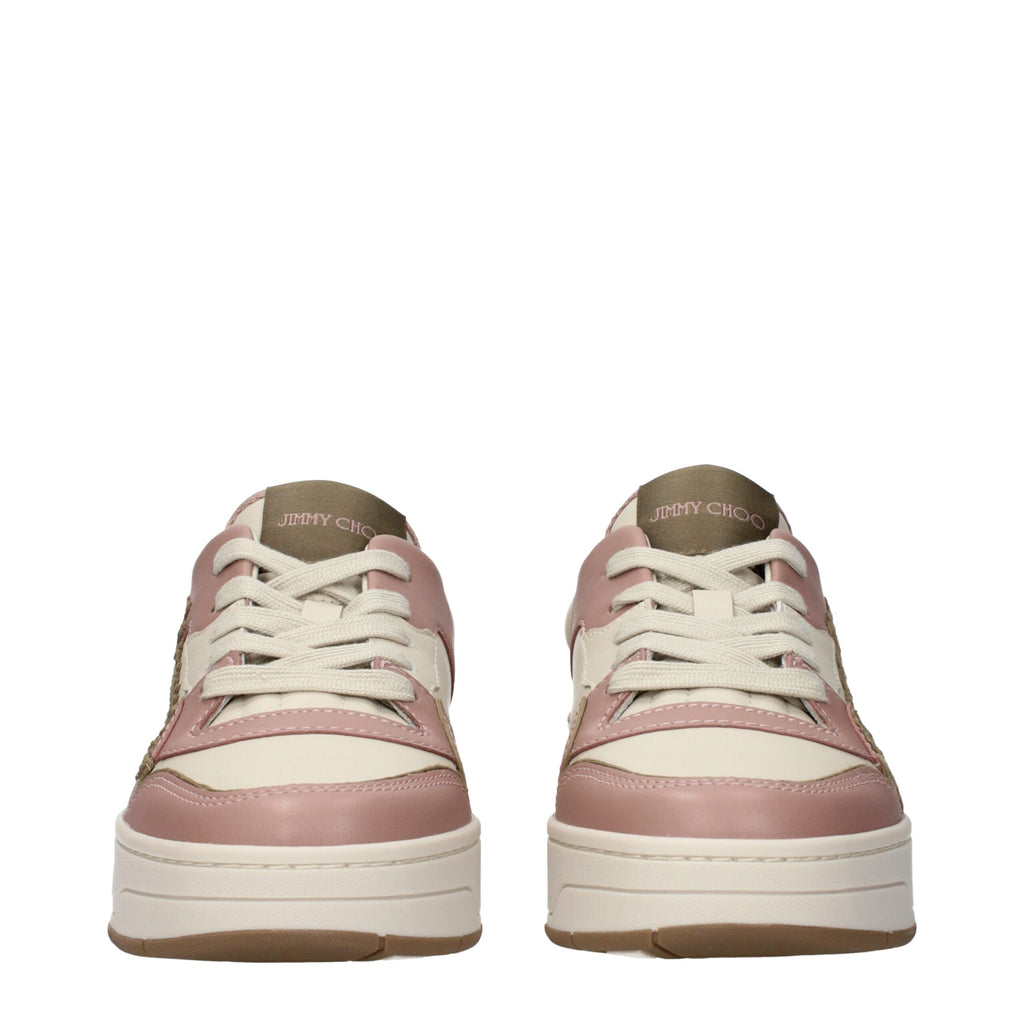 Jimmy Choo Rosa Leder-Sneaker mit niedrigem Schaft