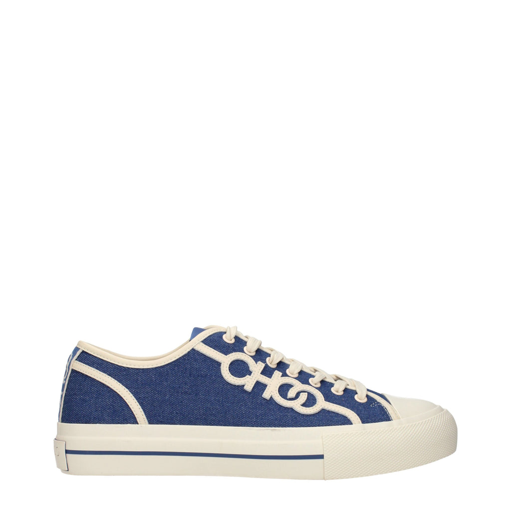 Jimmy Choo Blaue Stoff-Sneaker mit niedrigem Schaft