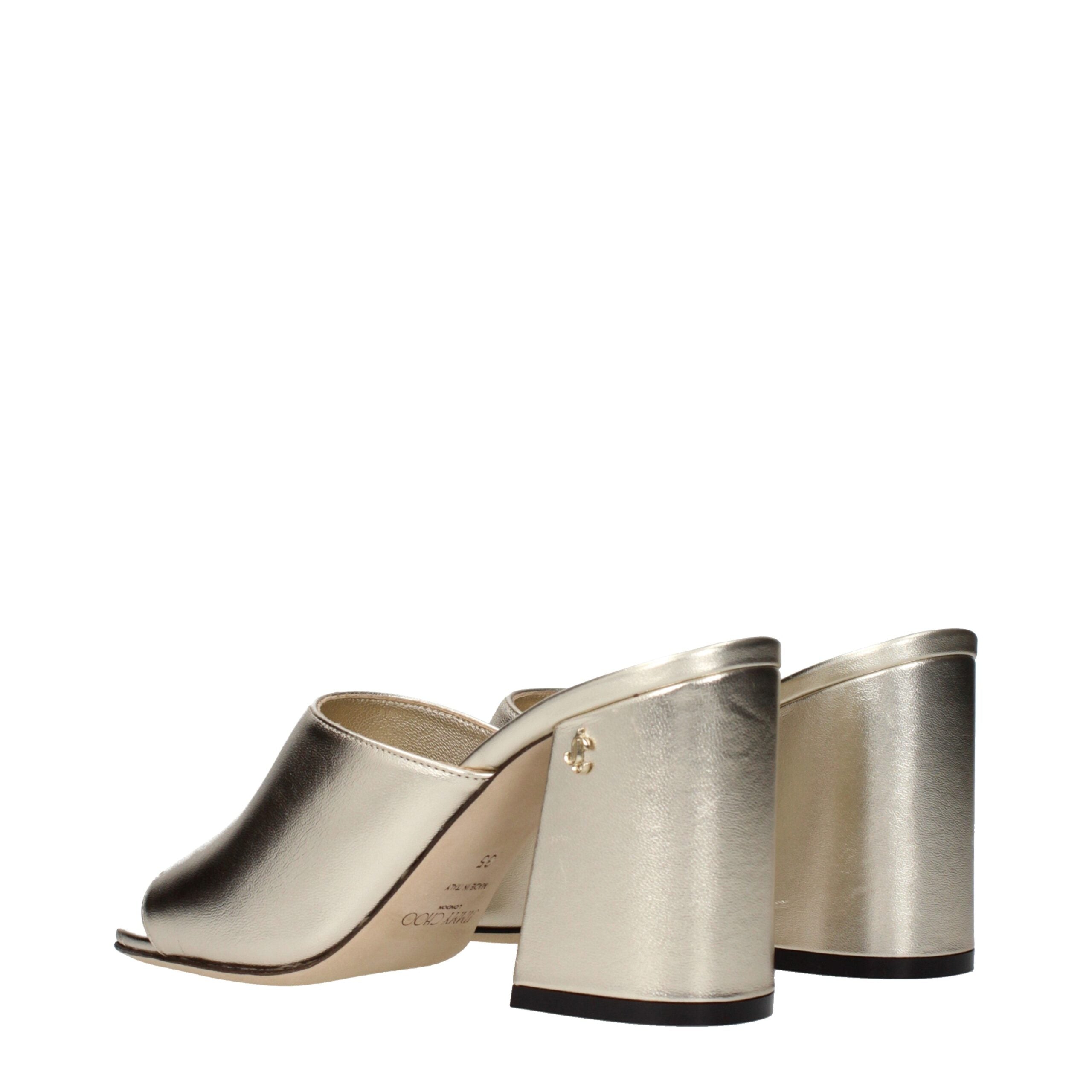 Jimmy Choo Goldene Ledersandalen mit Plateauabsatz