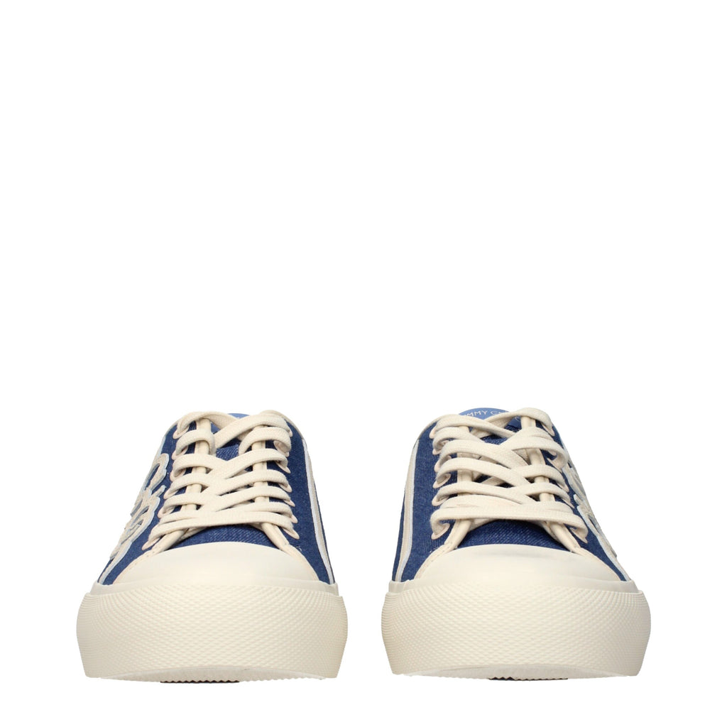 Jimmy Choo Blaue Stoff-Sneaker mit niedrigem Schaft