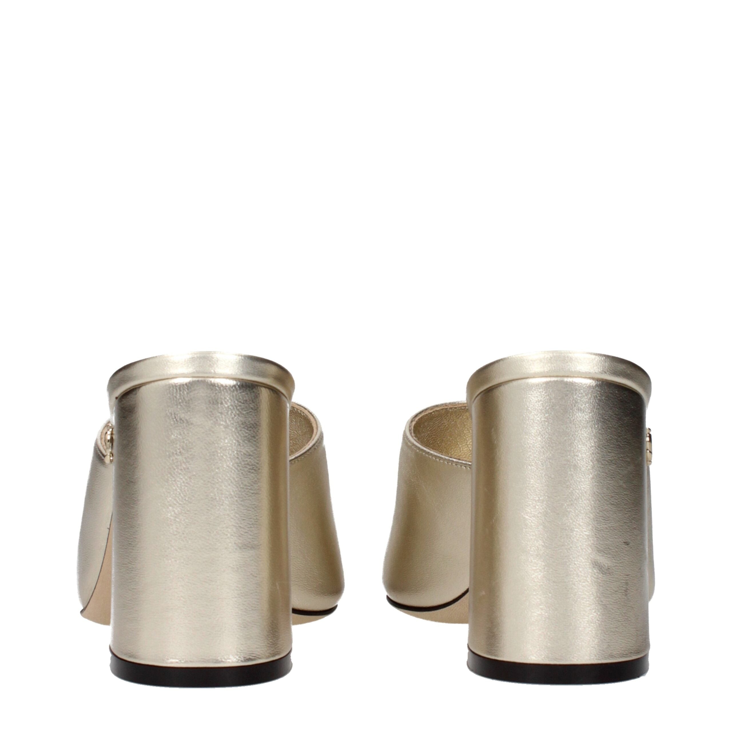 Jimmy Choo Goldene Ledersandalen mit Plateauabsatz