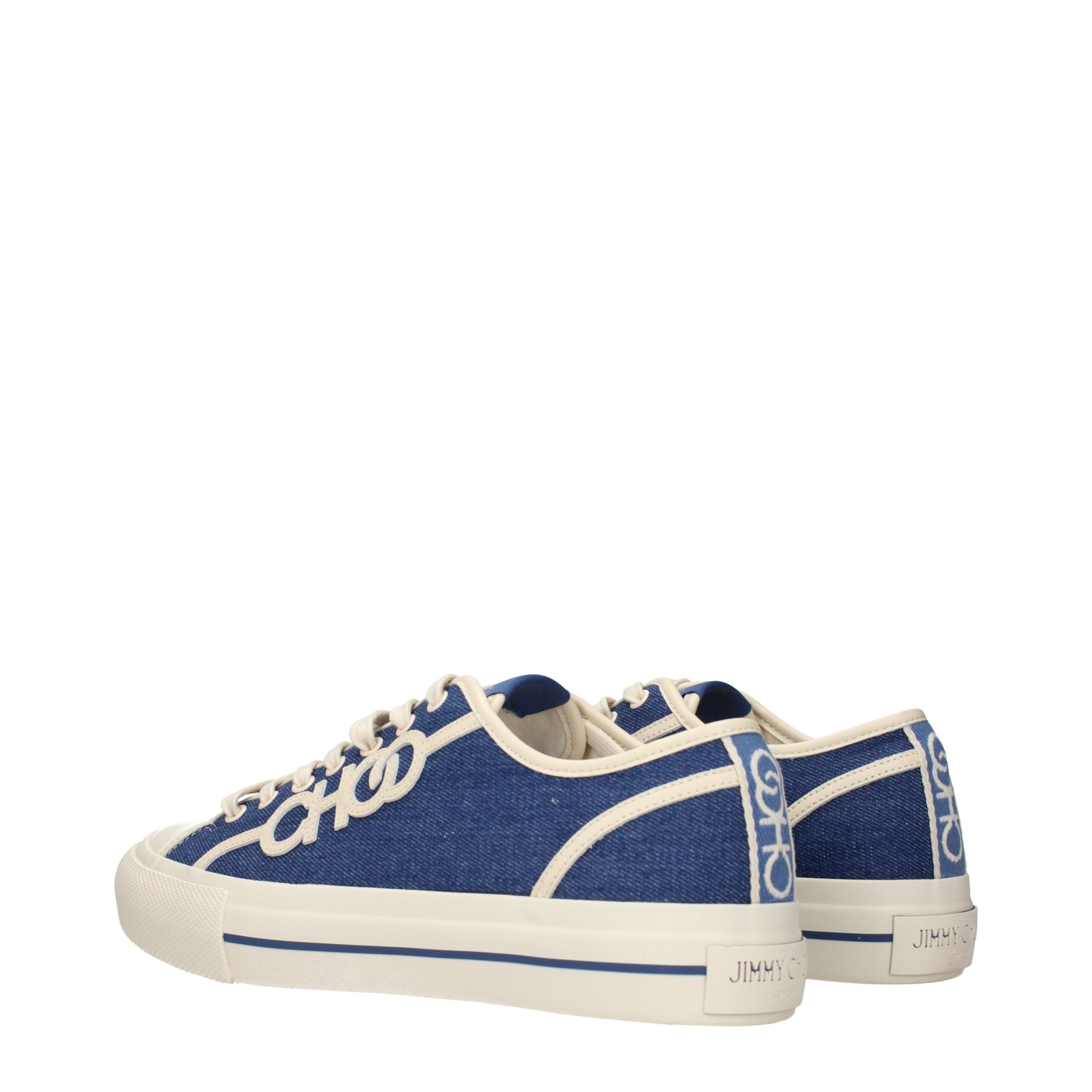 Jimmy Choo Blaue Stoff-Sneaker mit niedrigem Schaft