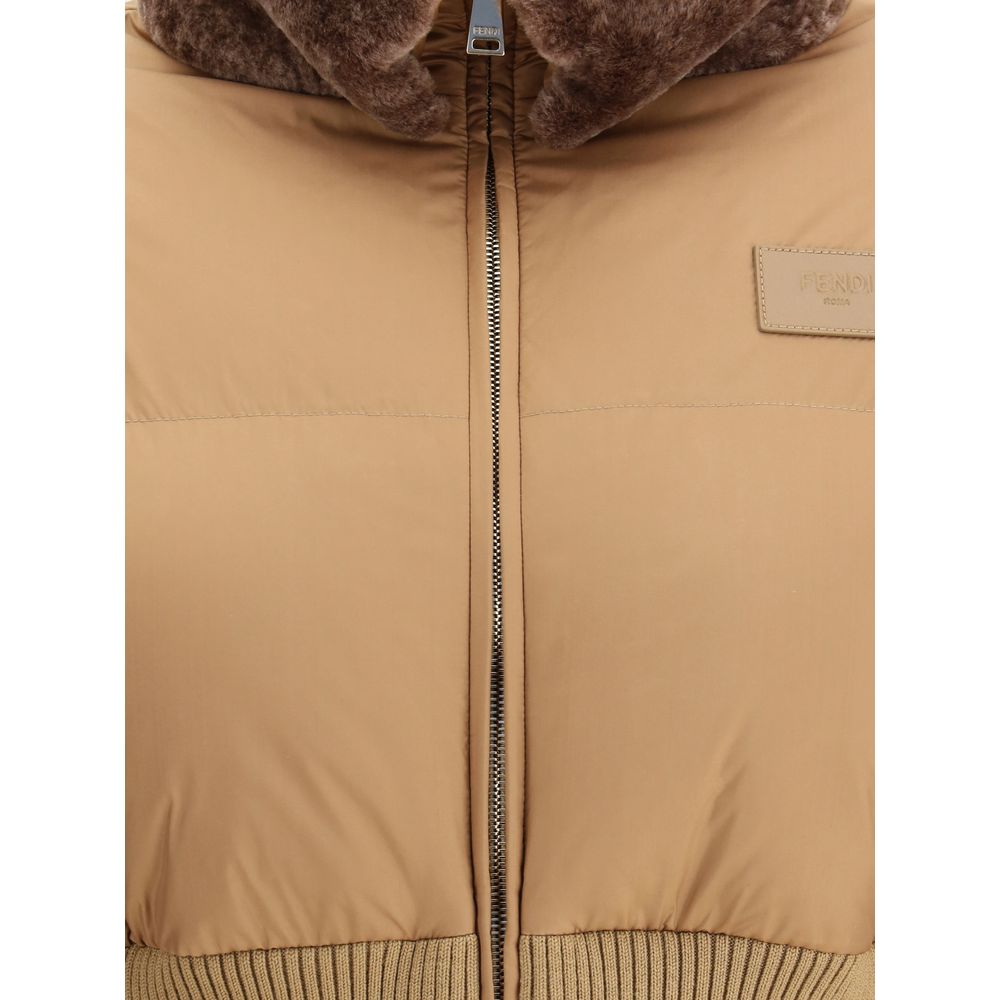 Fendi Braune Polyester-Langjacke