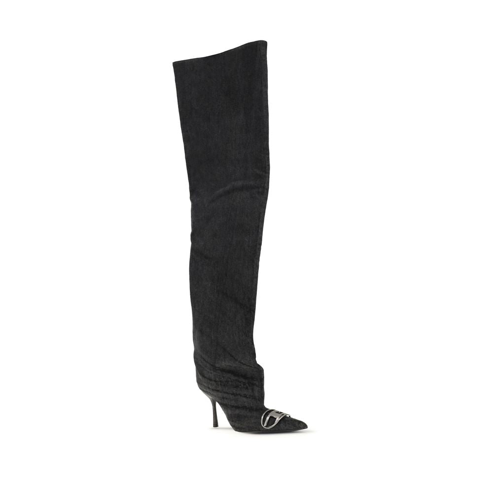 Diesel Schwarze Overknee-Stiefel aus Stoff
