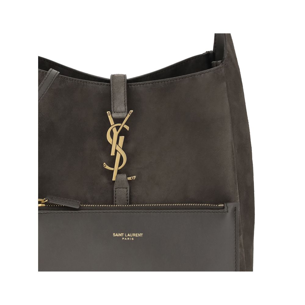 Saint Laurent Grau Kalbsleder Bos Taurus Schultertasche
