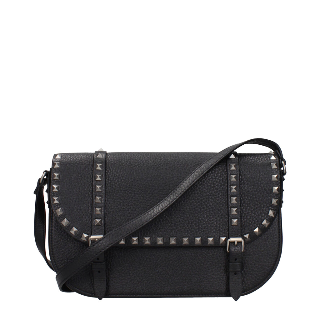 Valentino Garavani Schwarze Leder-Umhängetasche